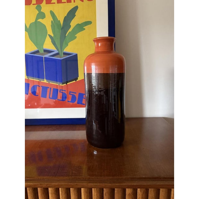 Ceramic Mid-Century Orange and Brown Ceramic Vase by Aldo Londi for Bitossi, Italy, 1970s For Sale - Image 7 of 10