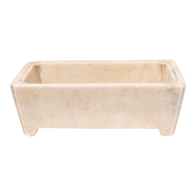 Late 20th Century Chinese White Marble Footed Basin For Sale
