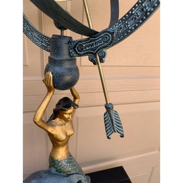 Vintage Coastal Mermaid & Dolphin Armillary Sundial, Palm Beach Garden Decor For Sale - Image 10 of 15