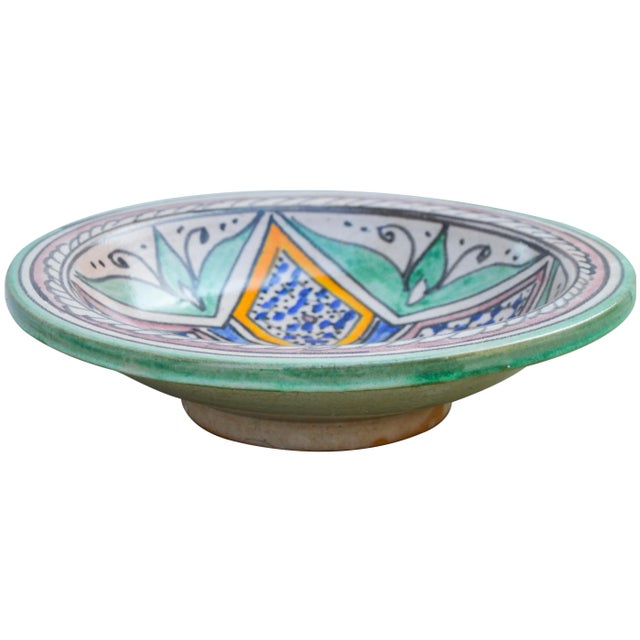 Moroccan Early 20th Century Colorful Moorish Ceramic Plate For Sale - Image 3 of 8
