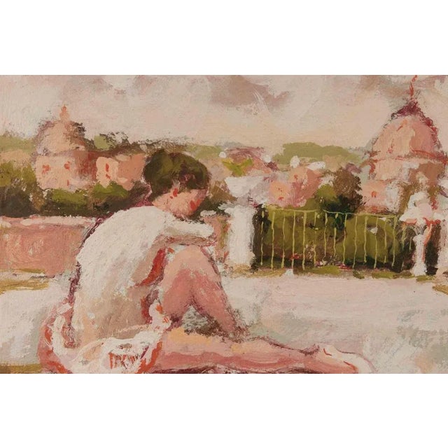 Modern Franco Marzilli, Ballerina in Rome, Oil Painting, 1970s For Sale - Image 3 of 6