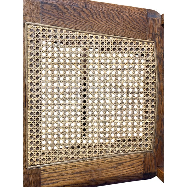 Solid Wood Antique Oak Dining Chairs With Cane Seats Set of 5 — Antique, P. Derby Boston Label For Sale - Image 9 of 11