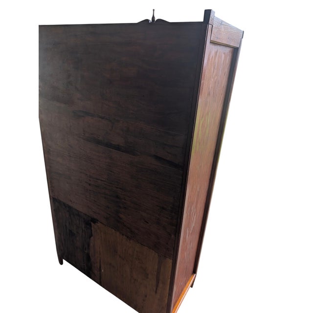 Antique Oak Glass Display Cabinet – Industrial Country Store Vitrine, Bookcase For Sale - Image 14 of 18