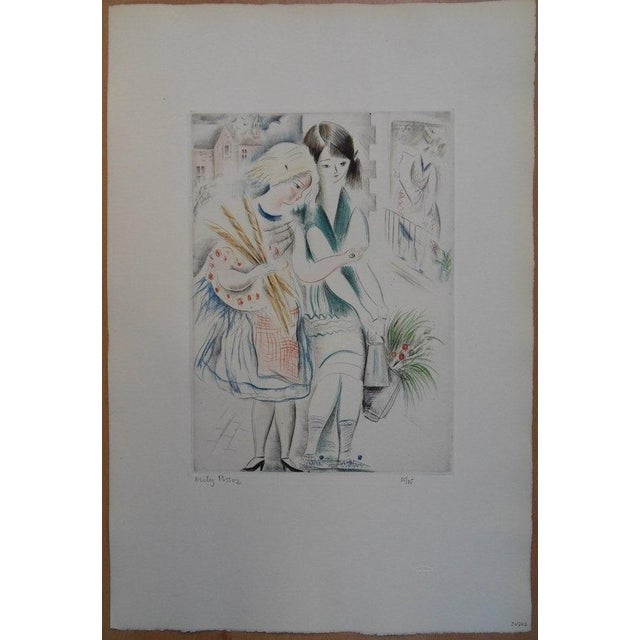 Emilia "Mily" POSSOZ (1888-1967) Young girls out for a walk Original etching and aquatint Signed in pencil Limited edition...