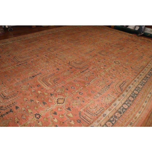 Phenomenal large size handmade Turkish Oushak in muted colors featururing an all over cypress/ willow tree design...