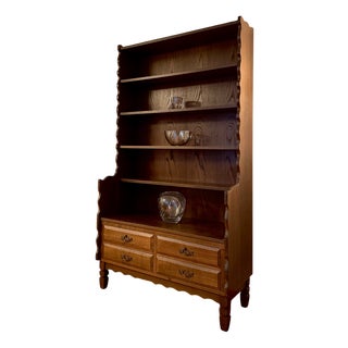 Open Oak Bookcase with Lower Drawers For Sale