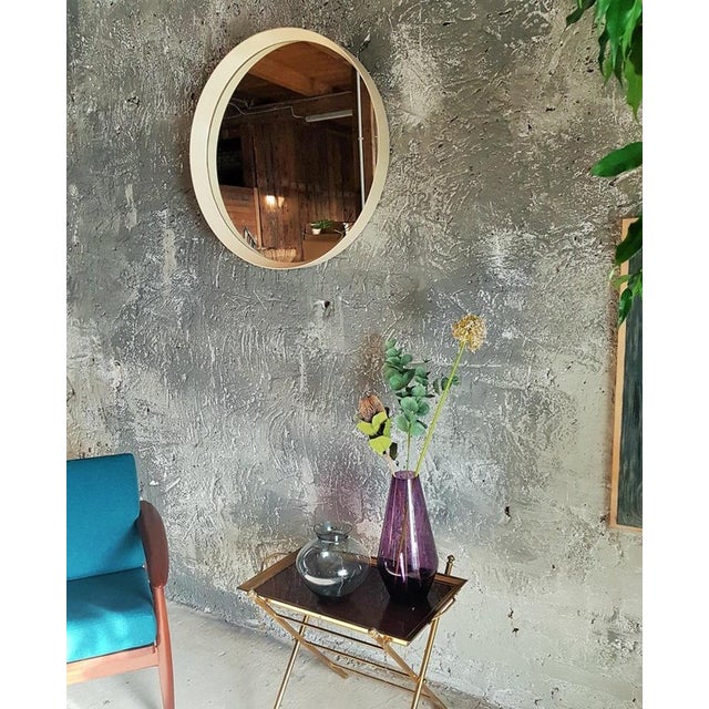 1960s White Frame Round Wall Mirror, Italy, 1960s For Sale - Image 5 of 18