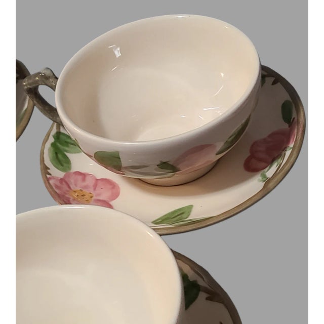 Late 20th Century Vintage Romantic Desert Rose Franciscan Earthenware Teacups & Saucers, Made in England- 12 Pieces For Sale - Image 5 of 8