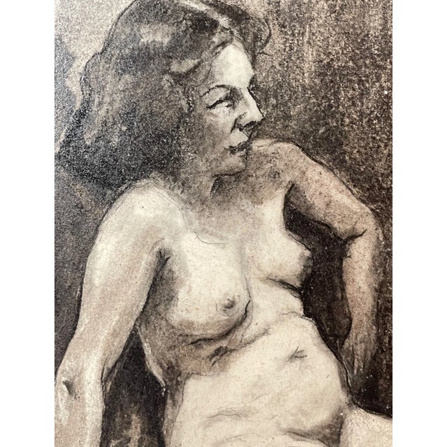 Charcoal Vintage Frederick William Weber Mixed Media Nude Still Realism Sketch Drawing For Sale - Image 8 of 11