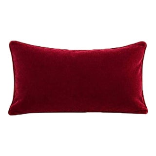 Crimson Reversible Mohair Pillow Cover and Insert For Sale