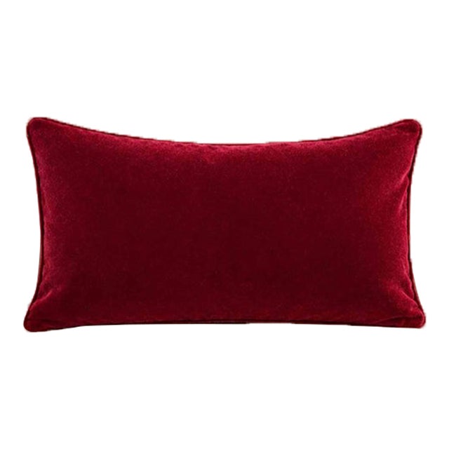 Crimson Reversible Mohair Pillow Cover and Insert For Sale