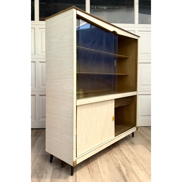 Wood Mid-Century Modern Display Cabinet With Sliding Glass Doors For Sale - Image 7 of 12