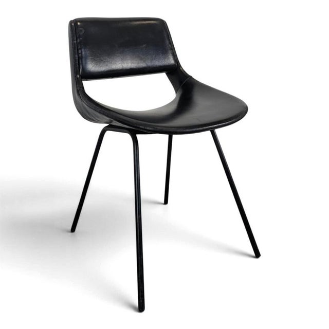 Black Chair in Black Imitation Leather by Louis Paolozzi for Zol, 1950s For Sale - Image 8 of 8