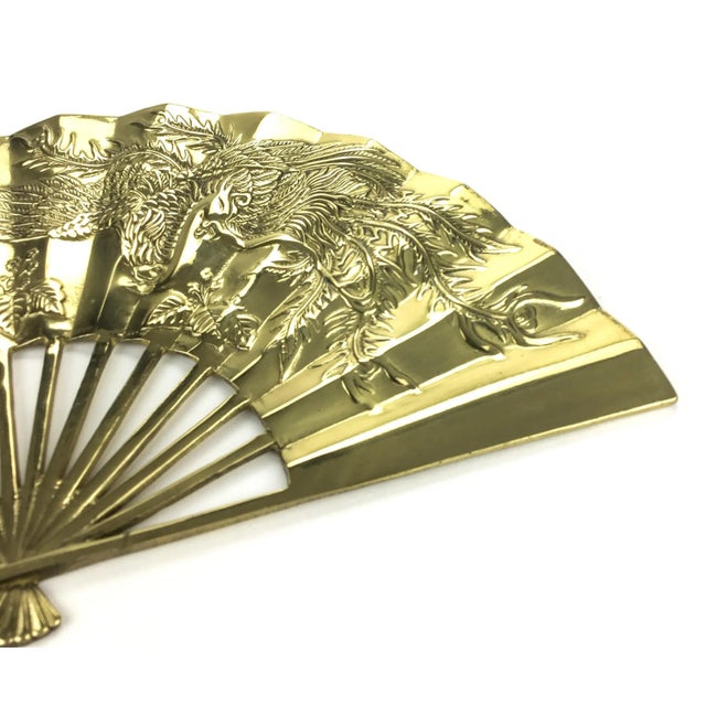 1970s Vintage Carved Solid Brass Fan Wall Art For Sale - Image 5 of 13