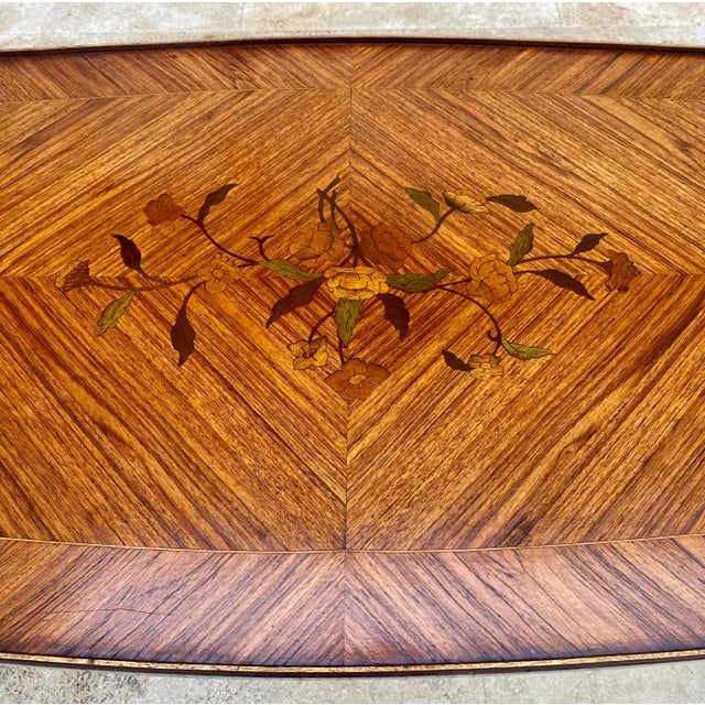 French Marquetry Bronze Ormolu Mounted Center or Coffee Table, 1920s For Sale - Image 12 of 18