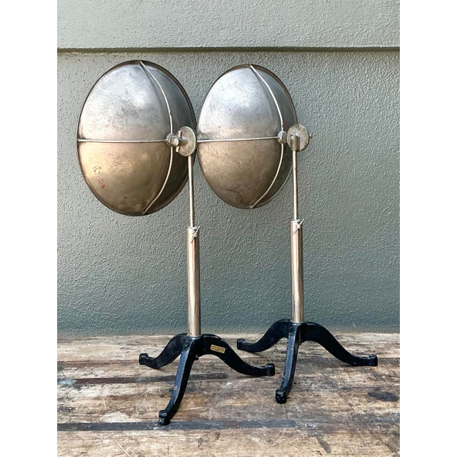 Mid 20th Century Vintage Ventral Scientific Company Machine Age Labratory Industrial Reflectors - A Pair For Sale - Image 5 of 12