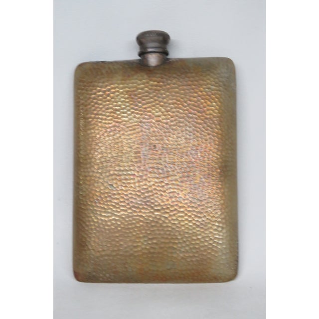 Early 20th Century Hammered Hip Whiskey Liquored 1920s Metal Flask 4713b For Sale - Image 9 of 10