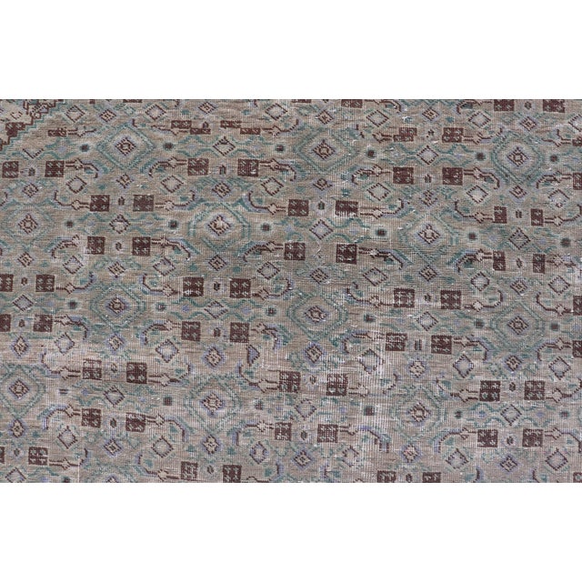 Gray Vintage Persian Tabriz Rug With Floral Medallion in Earthy Tones With Brown For Sale - Image 8 of 13