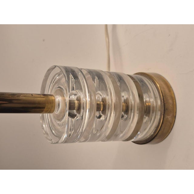 Cream Scandinavian Modern Table Lamps with Orrefors Glass and Brass by Carl Fagerlund, 1960s, Set of 2 For Sale - Image 8 of 10