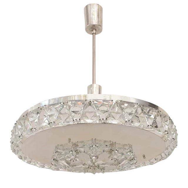 Silver-Plated Faceted Crystal Chandelier from Bakalowits & Söhne, 1950s For Sale