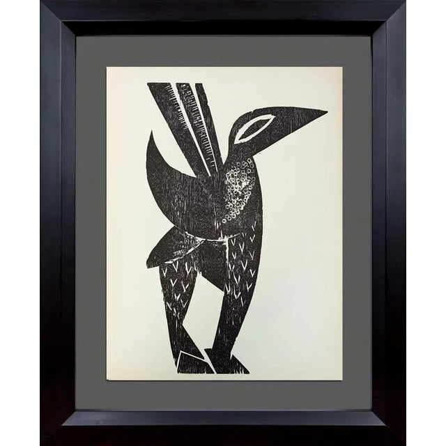 Hap Grieshaber Original Woodcut, (Bird) 1964 W/Archival Frame For Sale