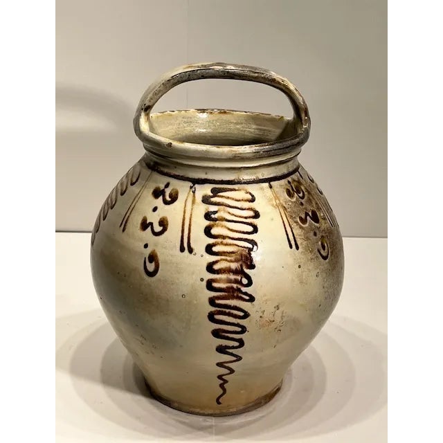 Kenneth Ludwig Chicago Vintage Hand Glazed French Olive Oil Pitcher For Sale - Image 4 of 8