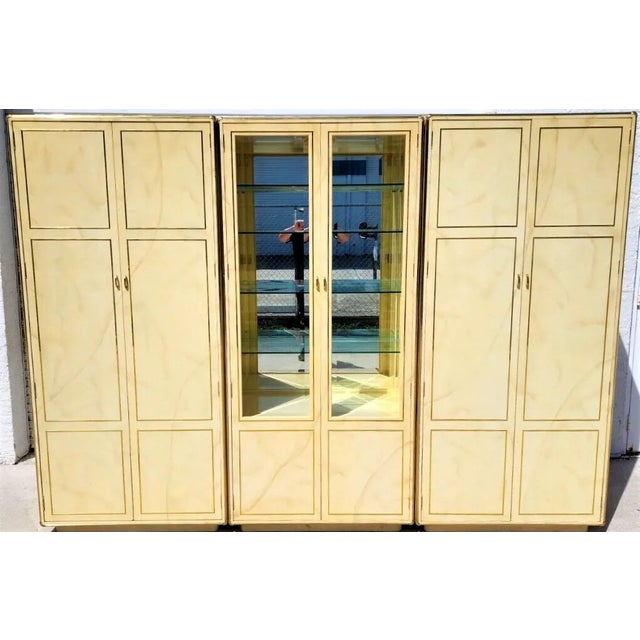 Faux Goatskin Display Etagere Bar Cabinets by John Stuart For Sale - Image 13 of 13