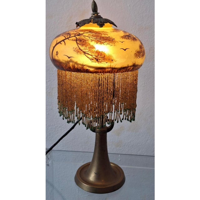 Gold Antique Art Nouveau Bronze Table Lamp, 1920s For Sale - Image 8 of 17