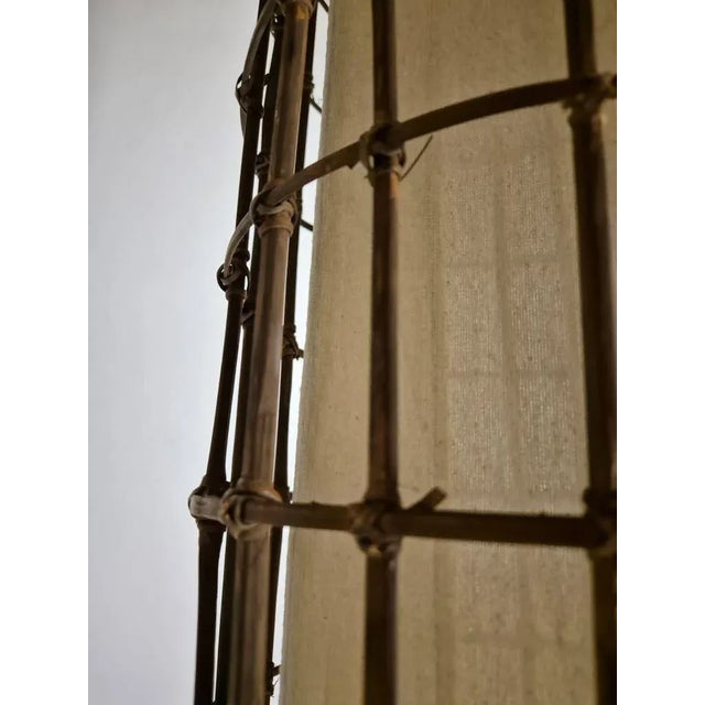 Rattan and Fabric Floor Lamp, 1950s For Sale - Image 9 of 10