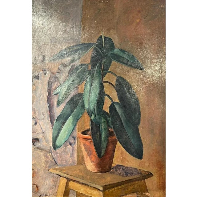 Oil on cardboard, Plant, Giulio Benzi Painting by the Piedmontese artist Giulio Benzi, 1907-1955, depicting a plant....