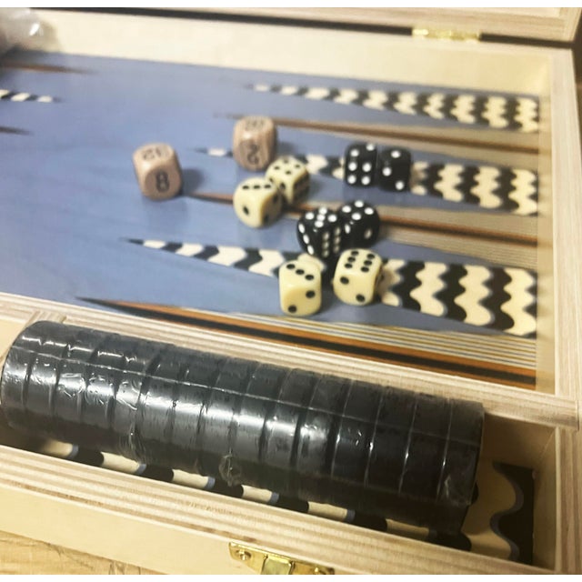 Brand New Tabletop version of Wolfum Backgammon includes a doubling cube and birch wood dice cups (in addition to two sets...