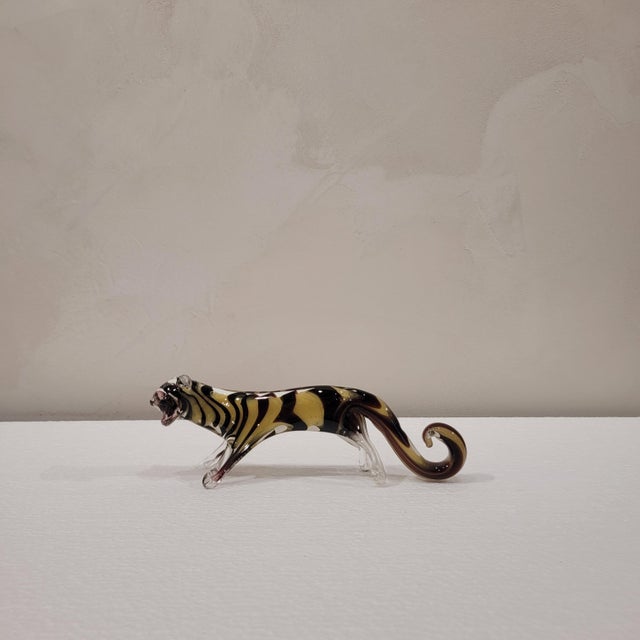 20th Century Tiger Figurine in Murano Glass, Italy, 1970s For Sale - Image 3 of 13