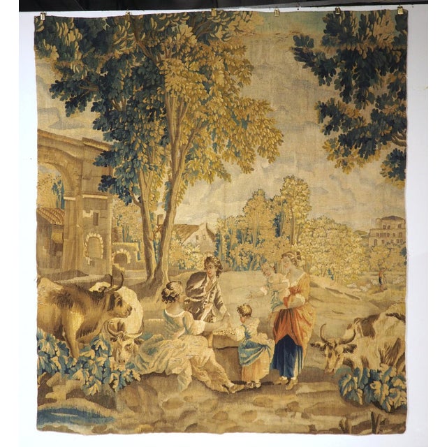 18th Century French Aubusson Park Scene Tapestry For Sale - Image 14 of 18