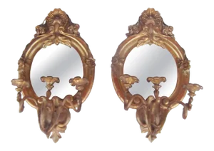 Giltwood Mirrored Girandoles - A Pair