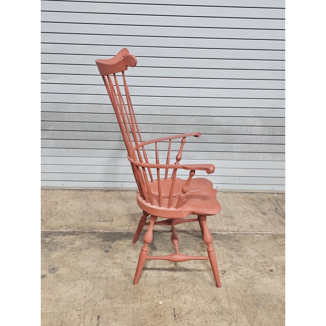Primitive Fan Back Windsor Arm Chair Bench Made New York Artisian For Sale - Image 9 of 10