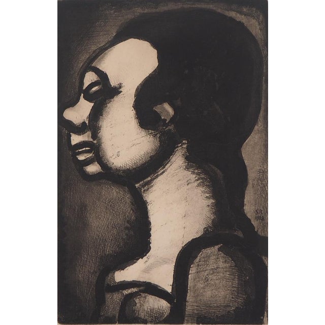 Modern Georges Rouault, Portrait of the Lady: In Profile, 1928, Original Etching For Sale - Image 3 of 5