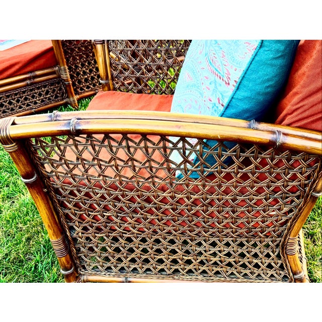 Vintage Palm Beach Hollywood Regency Split-Bamboo & Rattan Lounge Chair For Sale - Image 4 of 8
