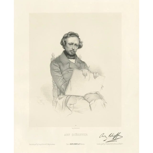 Le Gout-Gérard, Portrait of Ary Scheffer, 1855, Lithograph For Sale - Image 5 of 10