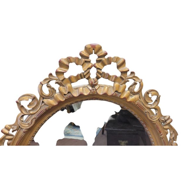 1990s 1990s Ethan Allen Carved French Style Oval Mirror For Sale - Image 5 of 8