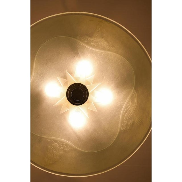 Metal Vintage Ceiling Lamp in Glass and Steel, 1940s For Sale - Image 7 of 10