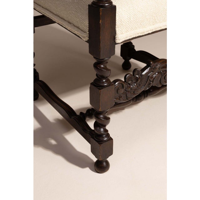 19th Century France Jacobean Cream Wood Armchair For Sale - Image 10 of 10