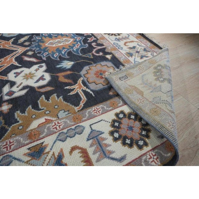 8x10 Blue Hand-Knotted Wool Floral Medallion Border Traditional Carpet Rug For Sale In New York - Image 6 of 7
