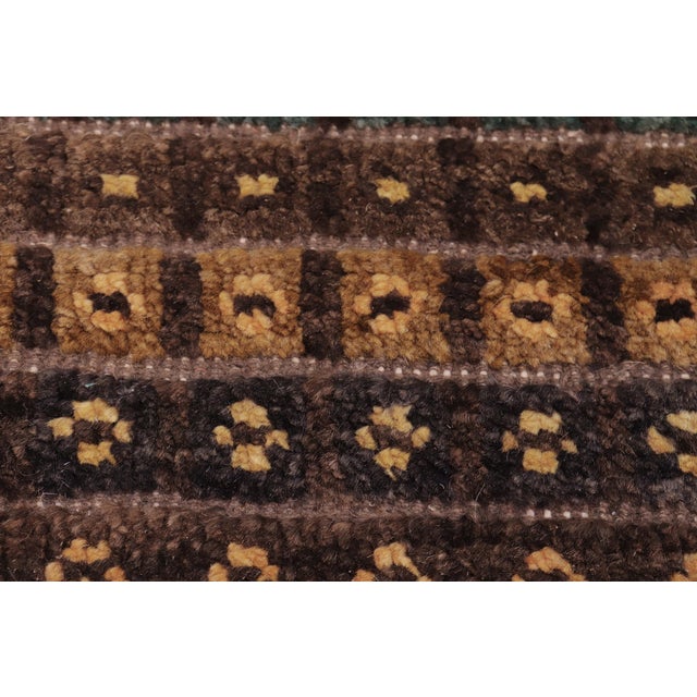 Boho Chic Brown/Gold High Low Wool Rug - 8'10'' X 12'3'' For Sale In New York - Image 6 of 9
