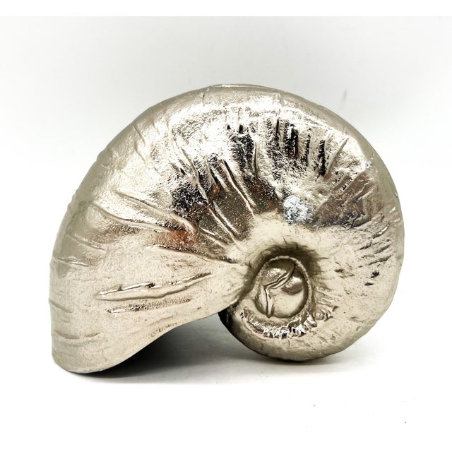 Contemporary Contemporary Cast Aluminum Nautilus Shell Sculpture / Model – Coastal / Organic Modern For Sale - Image 3 of 8