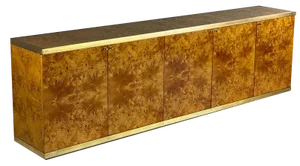 Lacquered Burlwood and Brass Credenza, 1970s
