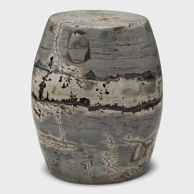 Contemporary Organic Modern Horizon Stone Drum Table For Sale - Image 3 of 4