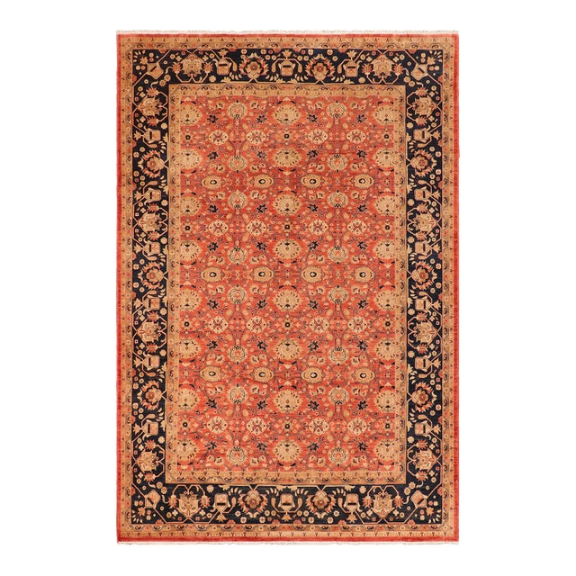 1990s Boho Chic Ziegler Red Blue Hand-Knotted Wool Rug - 10'1'' X 13'2'' For Sale