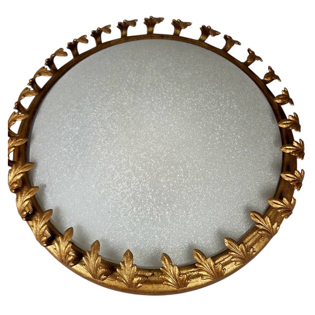 White Pair of Hollywood Regency Gilt Acanthus Leaf & Frosted Glass Flush Mounts For Sale - Image 8 of 15
