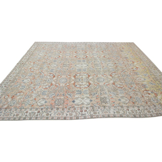 Traditional 1960s Vintage Floral Turkish Oushak Rug- 9′6″ × 13′1″ For Sale - Image 3 of 7