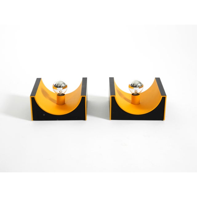 Space Age Metal Wall Lamps in Yellow and Black by Klaus Hempel for Kaiser Leuchten, 1960s, Set of 2 For Sale - Image 9 of 18